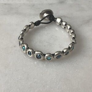 UNOde50 Magic Touch Leather Bracelet with Silver, Teal Highlights, Brand New
